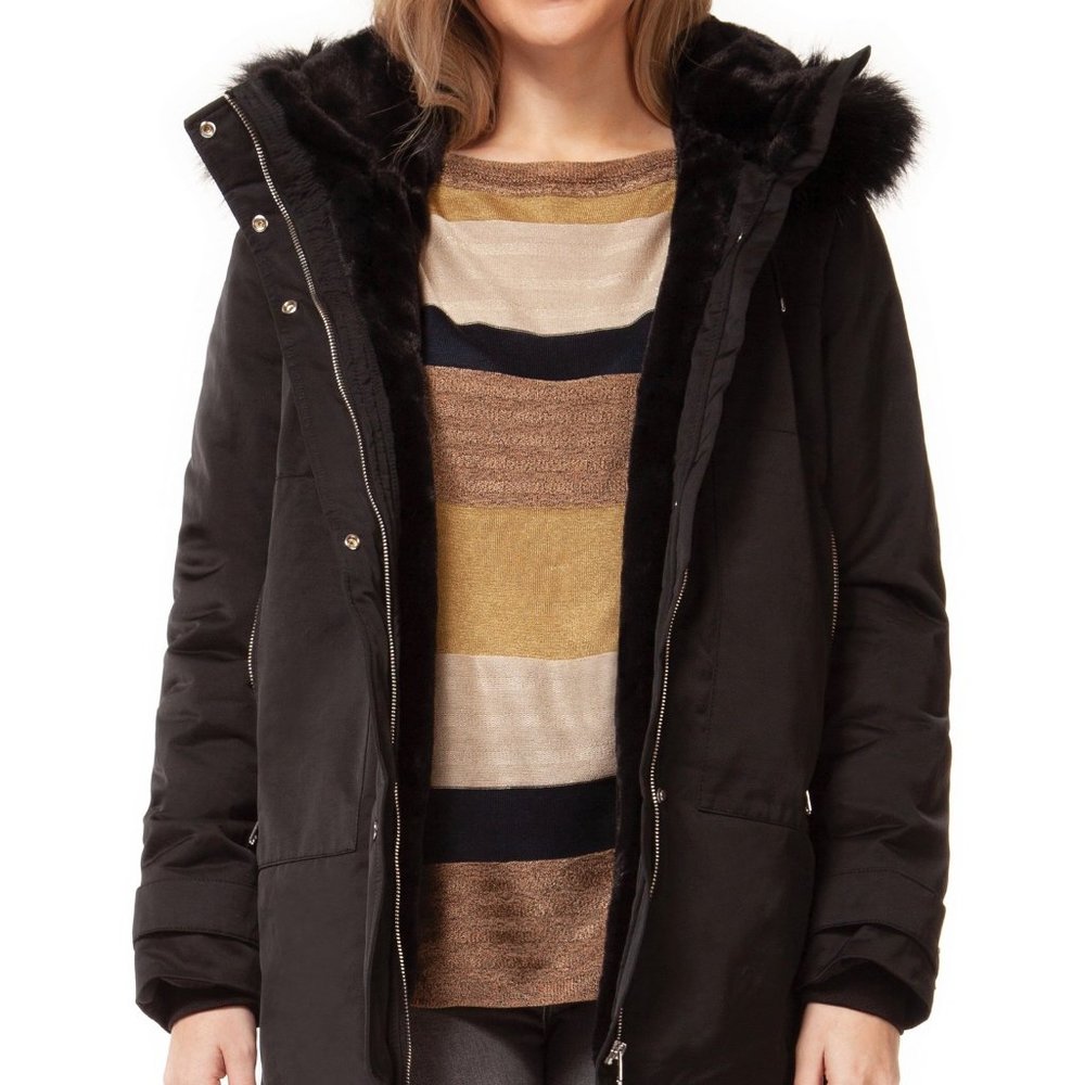 Black Fur Hooded Winter Parka